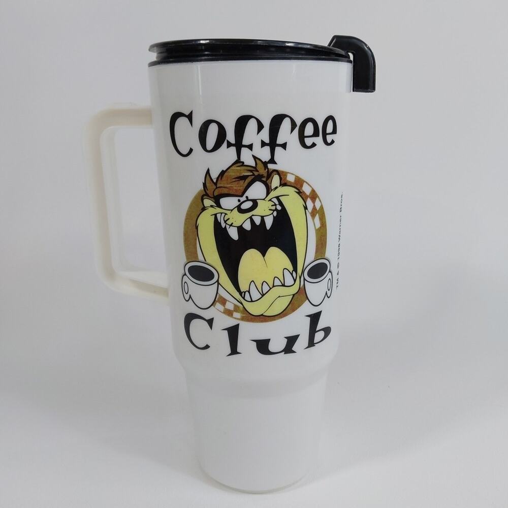 VTG Warner Brothers Taz Tazmanian Devil Plastic Travel Coffee Club Mug 1998